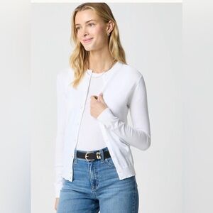 J. Crew Crewneck Classic cotton Button White Cardigan Sweater Women’s Size M